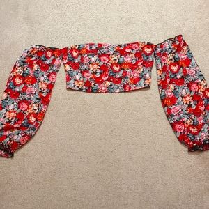 Floral Off the Shoulders Crop Top